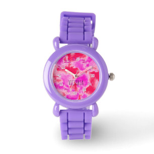 Montre Petites filles Ciel noir avec nuages roses Regarde