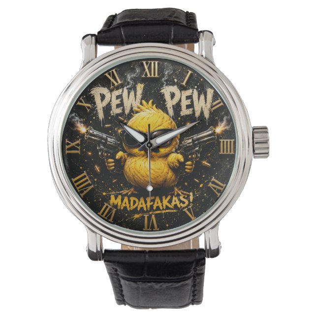 Montre Pew Pew Funny Badass Chick Humor (devant)