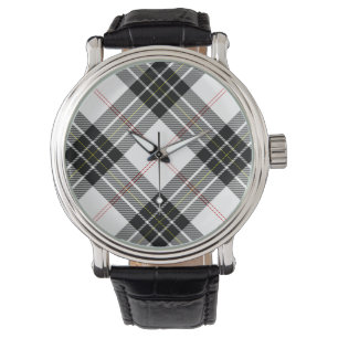 Montre Pherson tartan noir blanc plaid