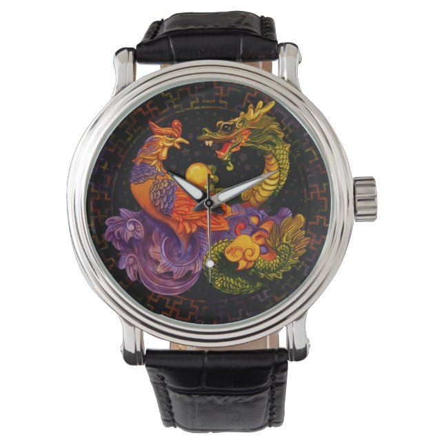 Montre Phoenix et Dragon - en couleur (devant)