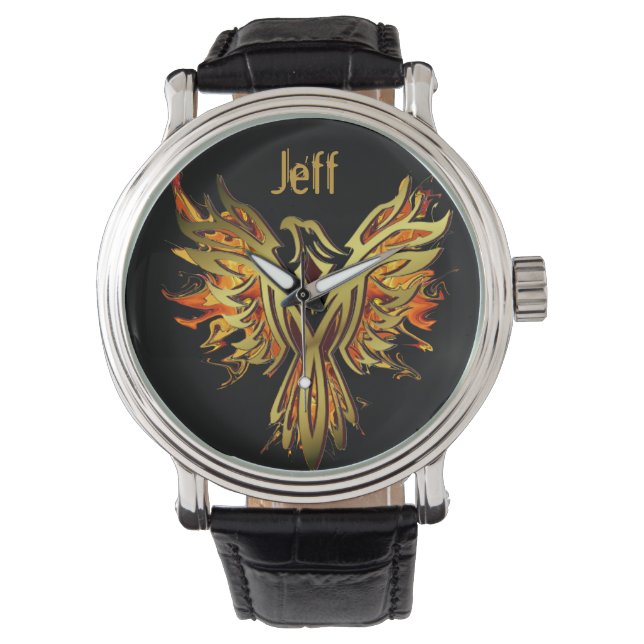 Montre Phoenix flammé personnalisée (devant)