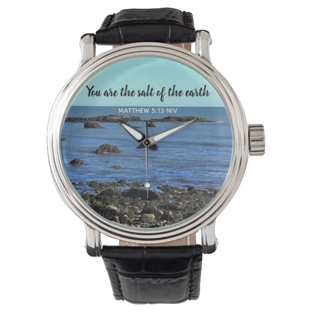 Montre Photo Atlantic Ocean Bible Verse Encouragement (devant)