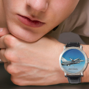 Montre Photo d'avion à réaction de chasse Avion Cool Nom 