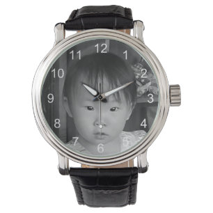Montre Photo de famille personnaliséeChiffres blancs