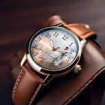 Montre Photo de l'anniversaire moderne personnalisée<br><div class="desc">Design élégant avec une photo personnalisée parfaite pour les cadeaux de Noël,  comme un cadeau de Fête des pères,  anniversaire de mariage,  etc.</div>