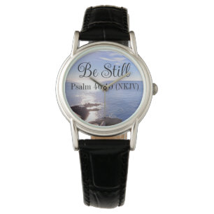 Montre Photo de Still Blue Ocean Bible Verse Christian
