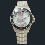 Montre Photo du 25e anniversaire<br><div class="desc">Montre photo personnalisée pour votre vingt-cinquième anniversaire de mariage (ou personnalisez pour tout ce que vous voulez!). Le modèle est configuré pour que vous puissiez ajouter votre propre photo et vous pouvez également modifier tout le texte si vous le souhaitez. Le libellé est placé sur une bordure semi-transparente superposée au-dessus...</div>