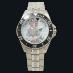 Montre Photo du 25e anniversaire<br><div class="desc">Montre photo personnalisée pour votre vingt-cinquième anniversaire de mariage (ou personnalisez pour tout ce que vous voulez!). Le modèle est configuré pour que vous puissiez ajouter votre propre photo et vous pouvez également modifier tout le texte si vous le souhaitez. Le libellé est placé sur une bordure semi-transparente superposée au-dessus...</div>