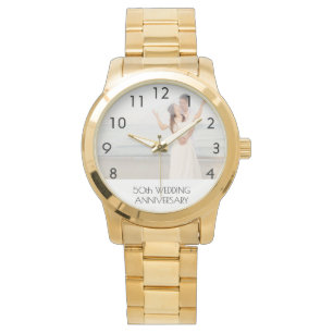 Montre photo du couple or du 50e anniversaire du mariage