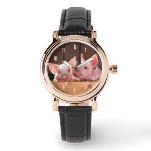 Montre Photo d'un animal de porcelets roses mignons