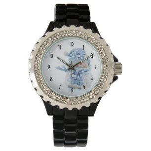Montre Photo d'un gentil bonhomme de neige en hiver - No
