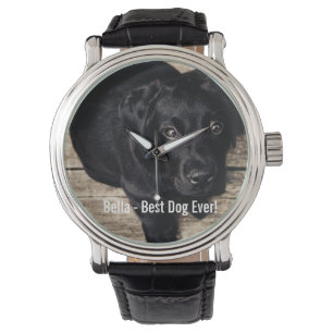 Montre Photo et nom du chien du Black Lab personnalisé