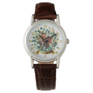 Montre PHOTO Mariage Merci Eucalyptus Feuille Cadeau