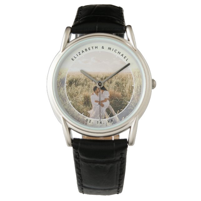 Montre Photo moderne de Chic Couple Wedding Anniversary (devant)
