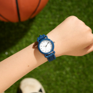 Montre Photo personnalisée Enfants Bleu Sangle en silicon