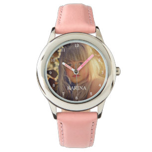 Montre Photo personnalisée Enfants Nom de famille Filles 