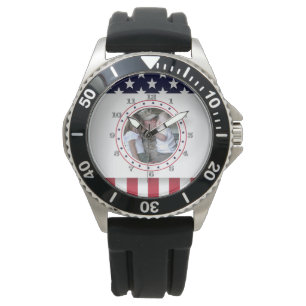 Montre Photo personnalisée Famille militaire USA Drapeau