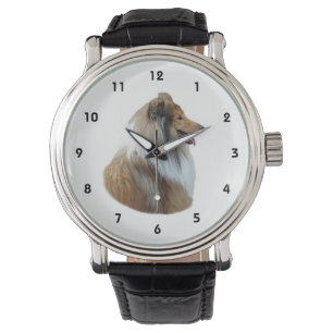 Montre Photo rugueuse de portrait de chien de colley