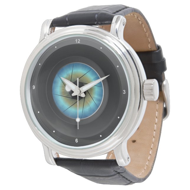 Montre Photographie cool Caméra Blue Eye Photographe Lens (Incliné)