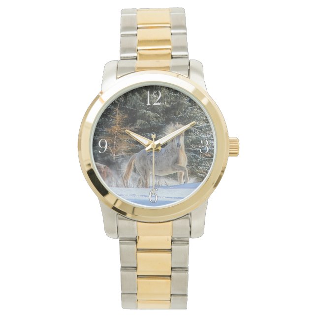 Montre Photos de Cheval blanc et d'Equin de neige (devant)