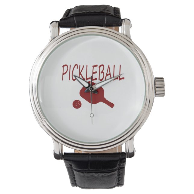 Montre pickleball avec pagaie et boule rouge (devant)