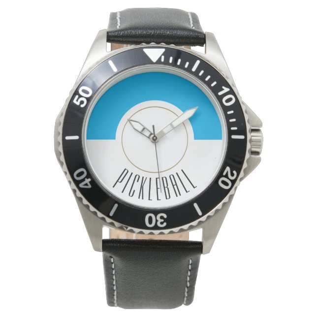 Montre PICKLEBALL Circulaire Ciel Bleu Bleu Bloc de coule (devant)