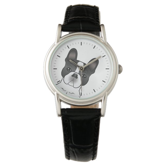 Montre Piebald Noir Français Bulldog / Frenchie Cute Chie (devant)