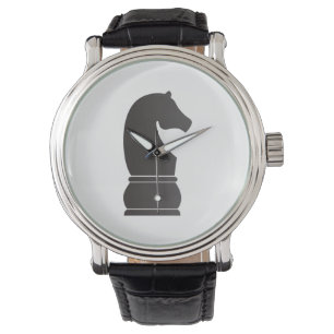 Montre Pièce d'échecs de chevalier noir