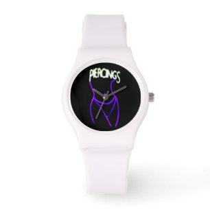 Montre Piercings Neon Lady Silhouette -Montres Violets