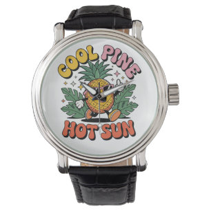 Montre Pin Cool Soleil Chaud Vibes Rétro Ananas Été