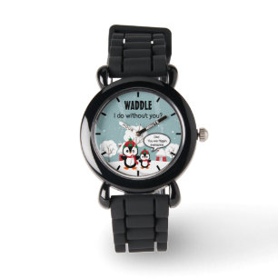 Montre Pingouin Bébé Gris Mignonne En Neige D'Hiver