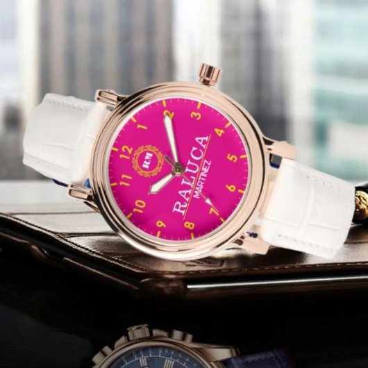 Montre Pink and yellow minimal Monogram Name