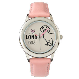 Montre Pink Dachshund Love Girly mignonne Mème drôle