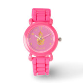 Montre Pink or ananas nom script fille tropicale (Front)
