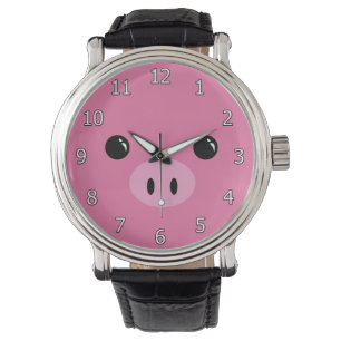 Montre Pink Piglet mignon Visage animal Design