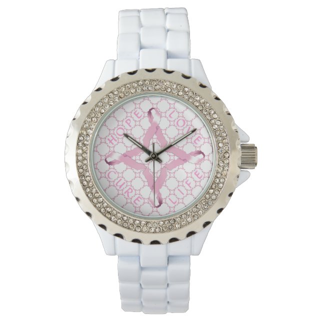 Montre Pink Ribbon HOPE LOVE CURE LIFE (devant)