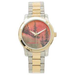 Montre Pins, collines, ciel, paysage aux couleurs du couc