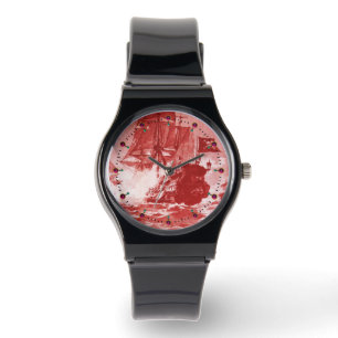 Montre PIRATE BATAILLE NAVIRE Antique Rouge Blanc Nautiqu