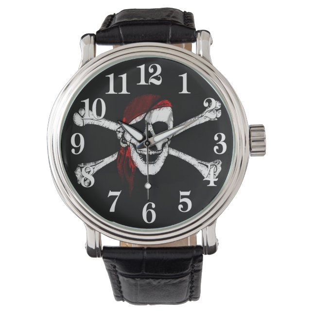 Montre Pirate crâne et os croisés (devant)