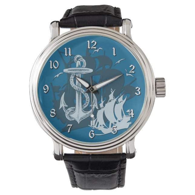 Montre Pirate Ship & Ancre White Silhouette Watch (devant)
