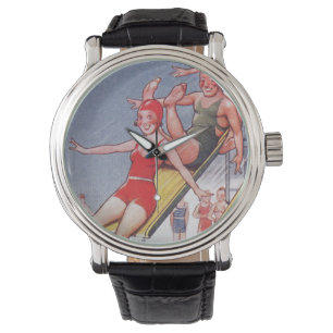 Montre Piscine Fête Nage Vintage Été