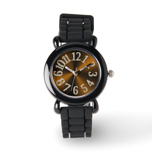 Montre PixDezines fun+funky brun radial/faux acier (Recto)