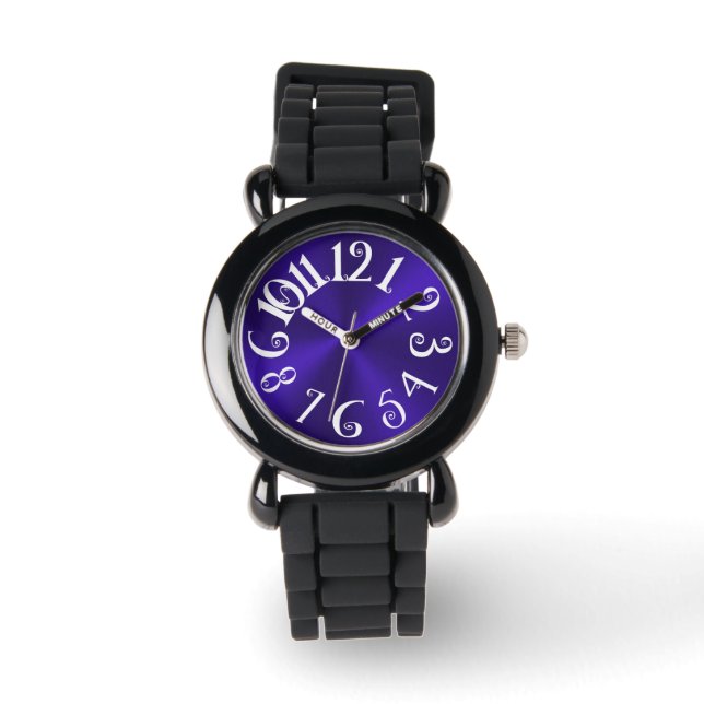 Montre PixDezines fun+funky violet radial/faux acier (Recto)