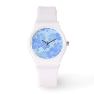 Montre PixDezines hibiscus bleu/do-it-yourself arrière -