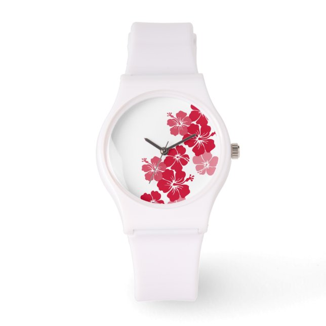 Montre PixDezines hibiscus rouge/do-it-yourself arrière - (Recto)