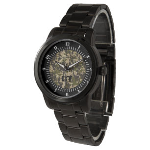 Montre Pixels Camouflage numérique Monogramme personnali