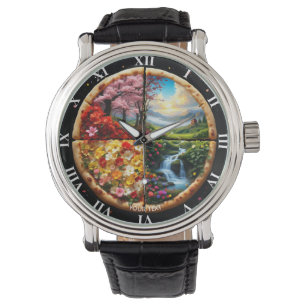 Montre Pizza délicieuse au printemps Imaginaire
