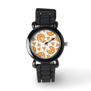 Montre Pizza et tranches de cool motif sur blanc