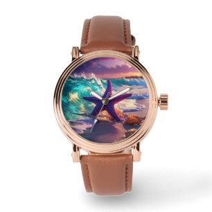 Montre Plage océanique avec étoile de mer violette