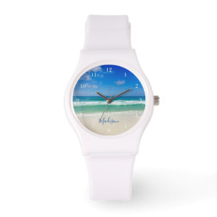 Montre Plage Photo Belle Vagues Océaniques Personnalisé